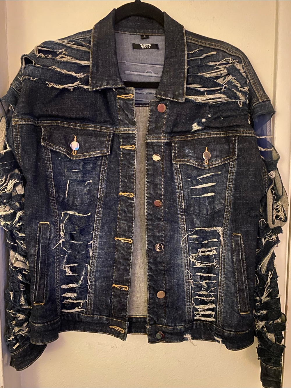Distressed Dark Indigo Denim Jacket
